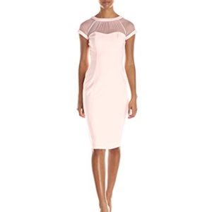 Maggy London Illusion Sheath Dress — blush pink